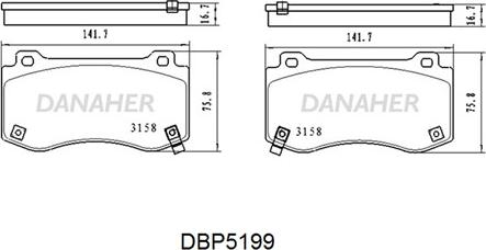 Danaher DBP5199 - Bremžu uzliku kompl., Disku bremzes ps1.lv