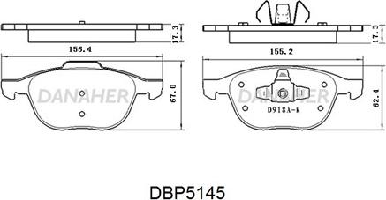 Danaher DBP5145 - Bremžu uzliku kompl., Disku bremzes ps1.lv