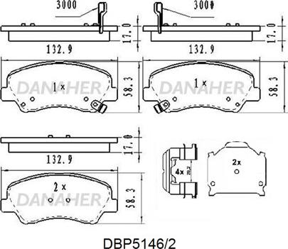 Danaher DBP5146/2 - Bremžu uzliku kompl., Disku bremzes ps1.lv