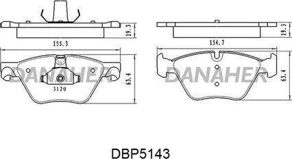 Danaher DBP5143 - Bremžu uzliku kompl., Disku bremzes ps1.lv