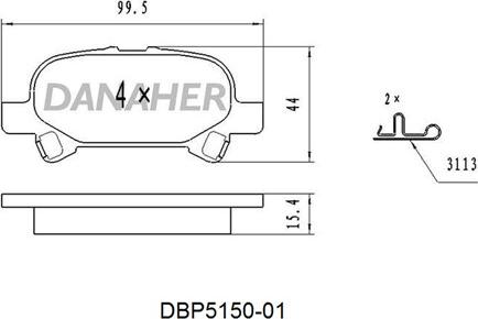 Danaher DBP5150-01 - Bremžu uzliku kompl., Disku bremzes ps1.lv