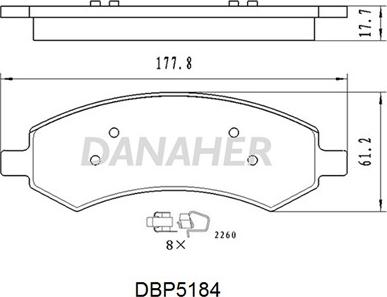 Danaher DBP5184 - Bremžu uzliku kompl., Disku bremzes ps1.lv