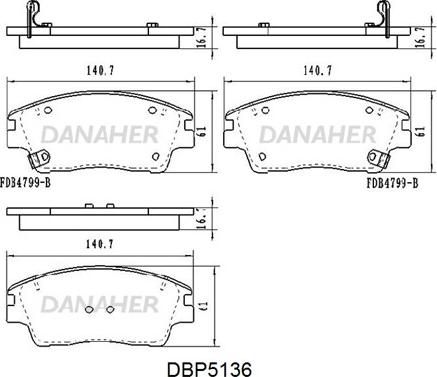 Danaher DBP5136 - Bremžu uzliku kompl., Disku bremzes ps1.lv