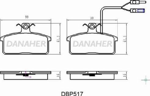 Danaher DBP517 - Bremžu uzliku kompl., Disku bremzes ps1.lv