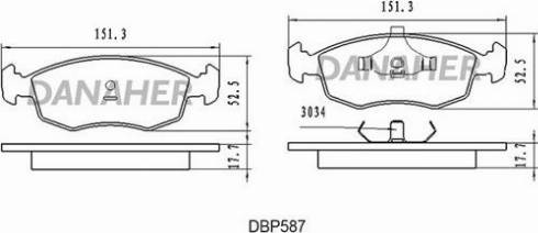 Danaher DBP587 - Bremžu uzliku kompl., Disku bremzes ps1.lv