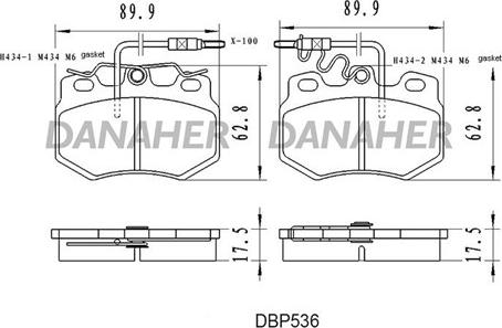 Danaher DBP536 - Bremžu uzliku kompl., Disku bremzes ps1.lv