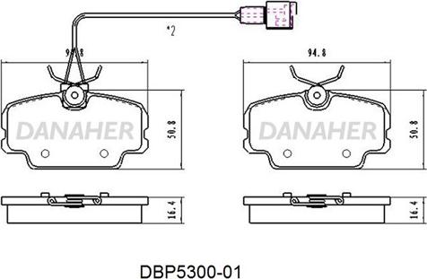 Danaher DBP5300-01 - Bremžu uzliku kompl., Disku bremzes ps1.lv