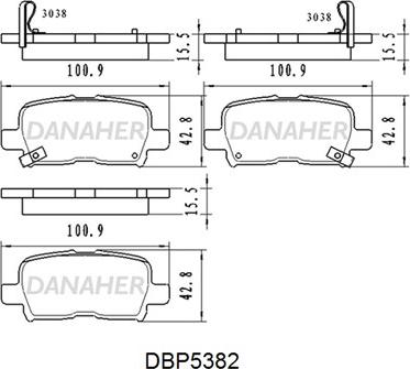 Danaher DBP5382 - Bremžu uzliku kompl., Disku bremzes ps1.lv