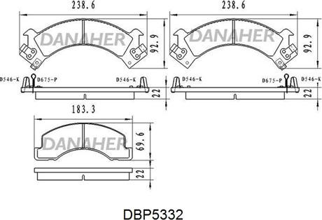 Danaher DBP5332 - Bremžu uzliku kompl., Disku bremzes ps1.lv