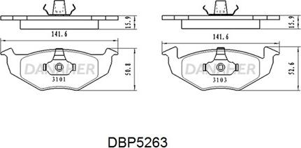 Danaher DBP5263 - Bremžu uzliku kompl., Disku bremzes ps1.lv