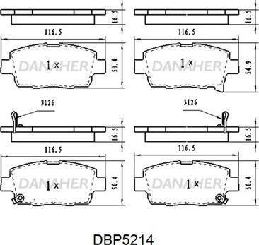 Danaher DBP5214 - Bremžu uzliku kompl., Disku bremzes ps1.lv