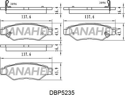 Danaher DBP5235 - Bremžu uzliku kompl., Disku bremzes ps1.lv