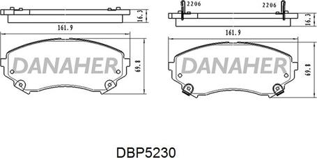 Danaher DBP5230 - Bremžu uzliku kompl., Disku bremzes ps1.lv