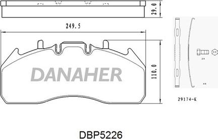 Danaher DBP5226 - Bremžu uzliku kompl., Disku bremzes ps1.lv