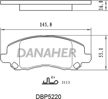 Danaher DBP5220 - Bremžu uzliku kompl., Disku bremzes ps1.lv