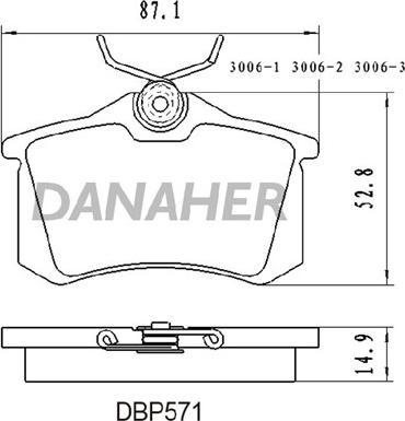 Danaher DBP571 - Bremžu uzliku kompl., Disku bremzes ps1.lv