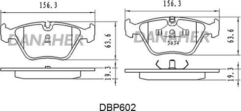 Danaher DBP602 - Bremžu uzliku kompl., Disku bremzes ps1.lv