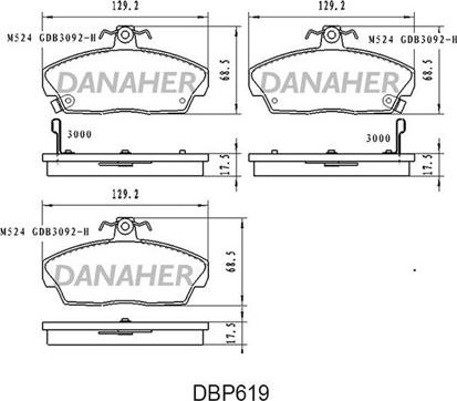 Danaher DBP619 - Bremžu uzliku kompl., Disku bremzes ps1.lv