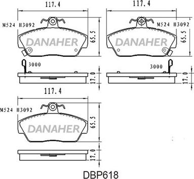 Danaher DBP618 - Bremžu uzliku kompl., Disku bremzes ps1.lv