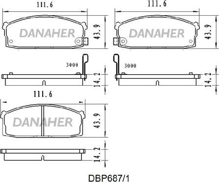 Danaher DBP687/1 - Bremžu uzliku kompl., Disku bremzes ps1.lv