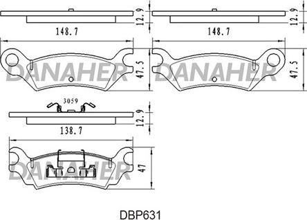 Danaher DBP631 - Bremžu uzliku kompl., Disku bremzes ps1.lv