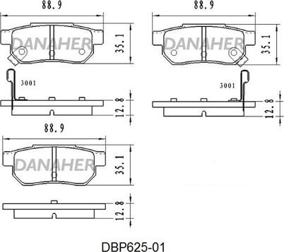 Danaher DBP625-01 - Bremžu uzliku kompl., Disku bremzes ps1.lv