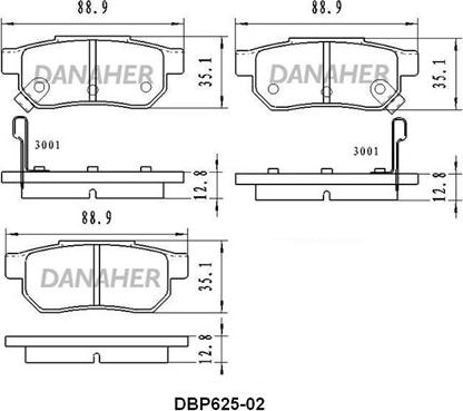Danaher DBP625-02 - Bremžu uzliku kompl., Disku bremzes ps1.lv
