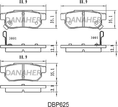 Danaher DBP625 - Bremžu uzliku kompl., Disku bremzes ps1.lv