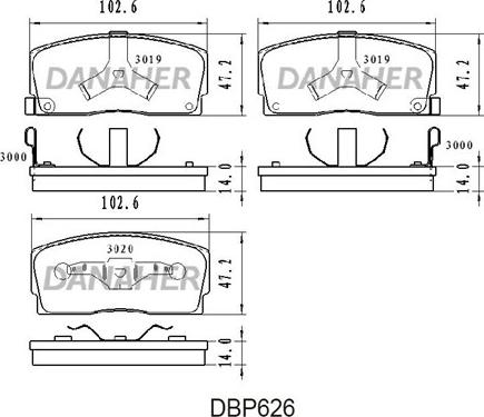 Danaher DBP626 - Bremžu uzliku kompl., Disku bremzes ps1.lv