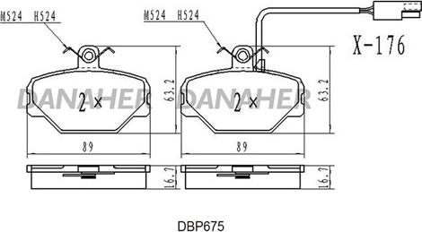 Danaher DBP675 - Bremžu uzliku kompl., Disku bremzes ps1.lv