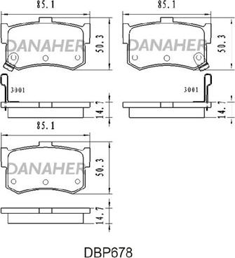 Danaher DBP678 - Bremžu uzliku kompl., Disku bremzes ps1.lv