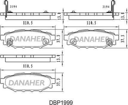 Danaher DBP1999 - Bremžu uzliku kompl., Disku bremzes ps1.lv