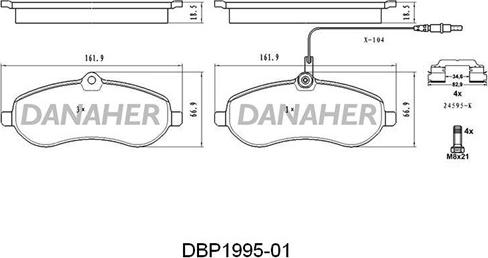 Danaher DBP1995-01 - Bremžu uzliku kompl., Disku bremzes ps1.lv