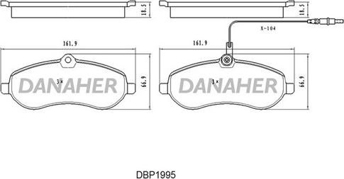 Danaher DBP1995 - Bremžu uzliku kompl., Disku bremzes ps1.lv