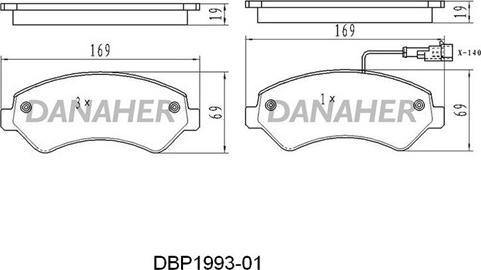 Danaher DBP1993-01 - Bremžu uzliku kompl., Disku bremzes ps1.lv