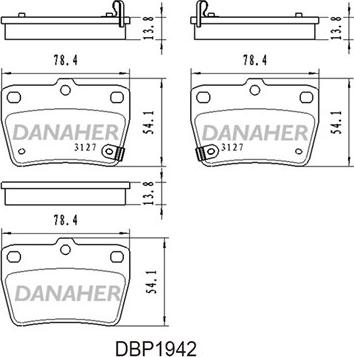 Danaher DBP1942 - Bremžu uzliku kompl., Disku bremzes ps1.lv