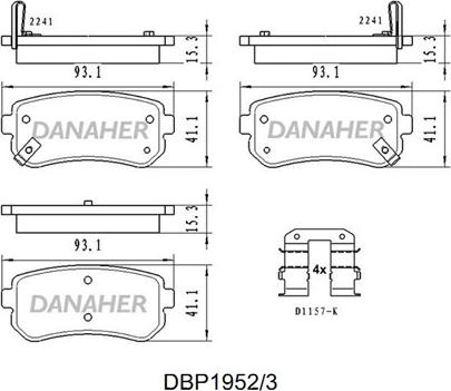 Danaher DBP1952/3 - Bremžu uzliku kompl., Disku bremzes ps1.lv