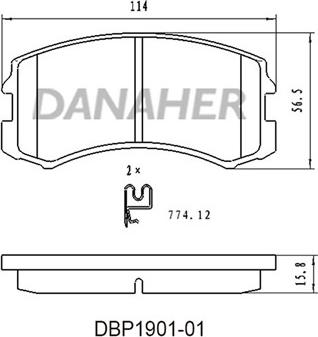 Danaher DBP1901-01 - Bremžu uzliku kompl., Disku bremzes ps1.lv