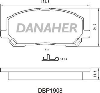 Danaher DBP1908 - Bremžu uzliku kompl., Disku bremzes ps1.lv