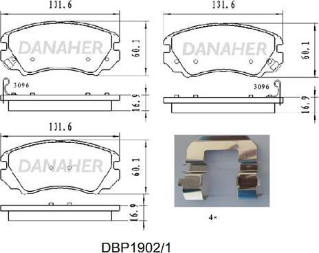 Danaher DBP1902/1 - Bremžu uzliku kompl., Disku bremzes ps1.lv