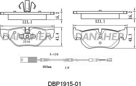 Danaher DBP1915-01 - Bremžu uzliku kompl., Disku bremzes ps1.lv