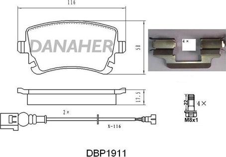 Danaher DBP1911 - Bremžu uzliku kompl., Disku bremzes ps1.lv