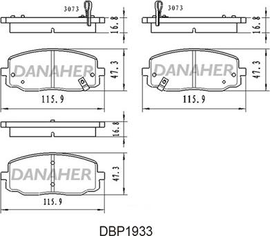 Danaher DBP1933 - Bremžu uzliku kompl., Disku bremzes ps1.lv