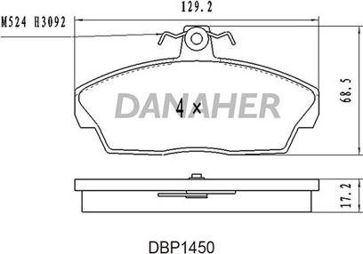 Danaher DBP1450 - Bremžu uzliku kompl., Disku bremzes ps1.lv