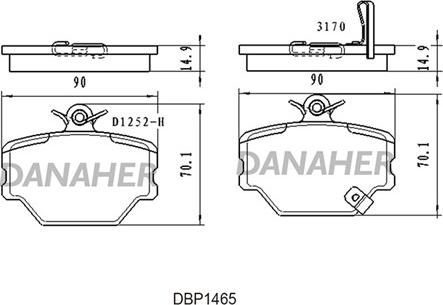 Danaher DBP1465 - Bremžu uzliku kompl., Disku bremzes ps1.lv