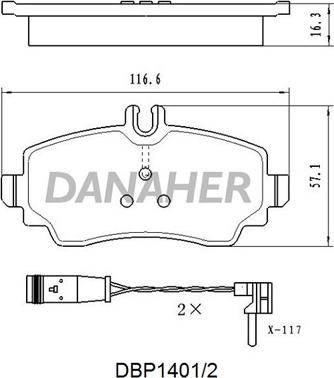 Danaher DBP1401/2 - Bremžu uzliku kompl., Disku bremzes ps1.lv