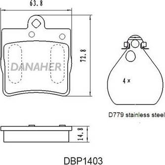 Danaher DBP1403 - Bremžu uzliku kompl., Disku bremzes ps1.lv