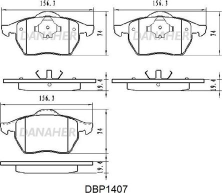 Danaher DBP1407 - Bremžu uzliku kompl., Disku bremzes ps1.lv