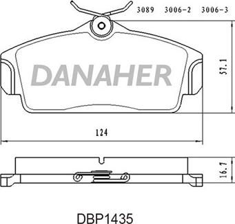 Danaher DBP1435 - Bremžu uzliku kompl., Disku bremzes ps1.lv