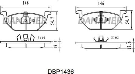 Danaher DBP1436 - Bremžu uzliku kompl., Disku bremzes ps1.lv